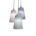 Lustre Pendente 3 Cúpulas Menina Chevron e Nuvens Rosa e Cinza