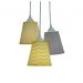 Lustre Pendente 3 Cúpulas Quarto de Bebê Chevron Amarelo e Cinza