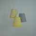 Lustre Pendente 3 Cúpulas Quarto de Bebê Chevron Amarelo e Cinza