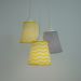 Lustre Pendente 3 Cúpulas Quarto de Bebê Chevron Amarelo e Cinza