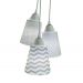 Lustre Pendente 3 Cúpulas Revestidas com Tecidos Cinza e Branco