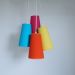Lustre Pendente 4 Cúpulas Pink, Azul, Amarelo e Laranja