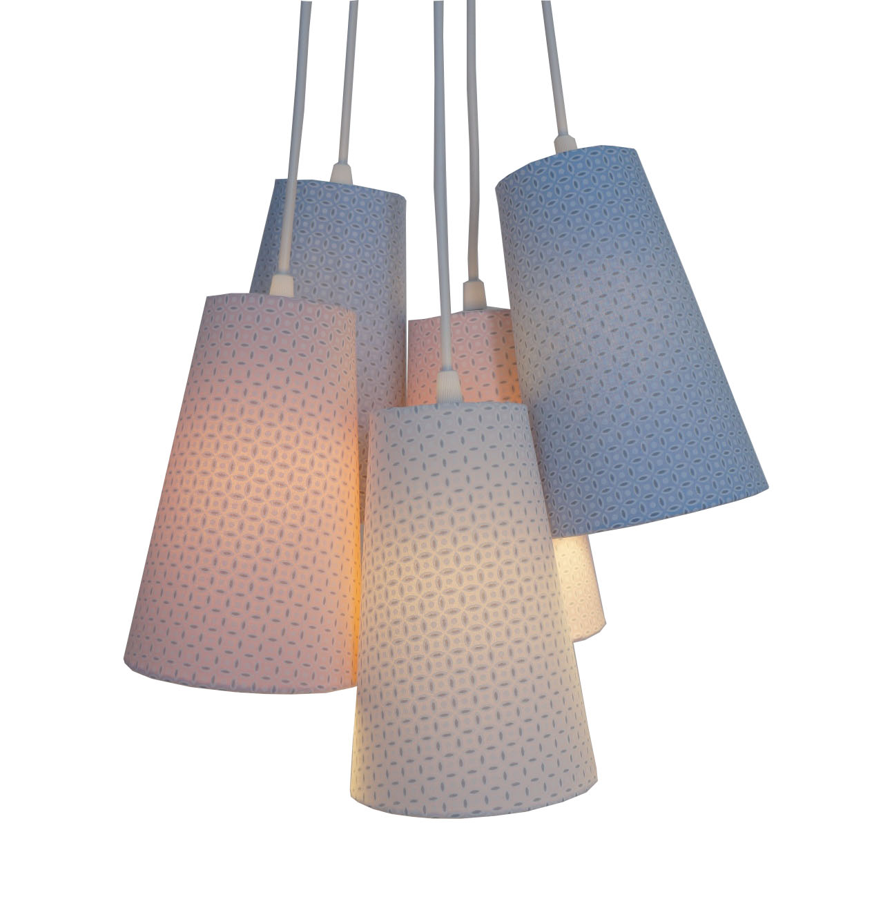 Lustre Pendente 5 Cúpulas Cacho Soft Colors
