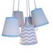 Lustre Pendente Baby Cinza, Branco e Azul Bebê