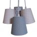Lustre Pendente Baby Mini Chevron Cinza e Pied de Poule Rosa