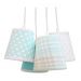 Lustre Pendente Baby Xadrez e Poá Verde Água e Branco