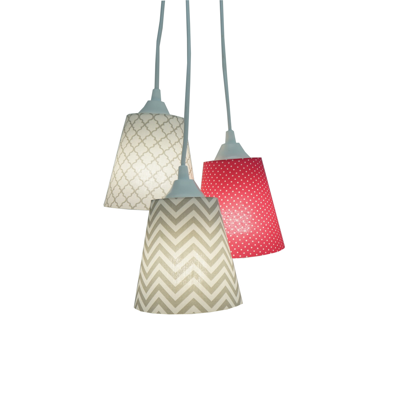 Lustre Pendente Bebê Cacho Chevron Cinza e Pink