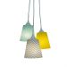 Lustre Pendente Bebê Cacho Chevron Cinza, Verde Água E Amarelo