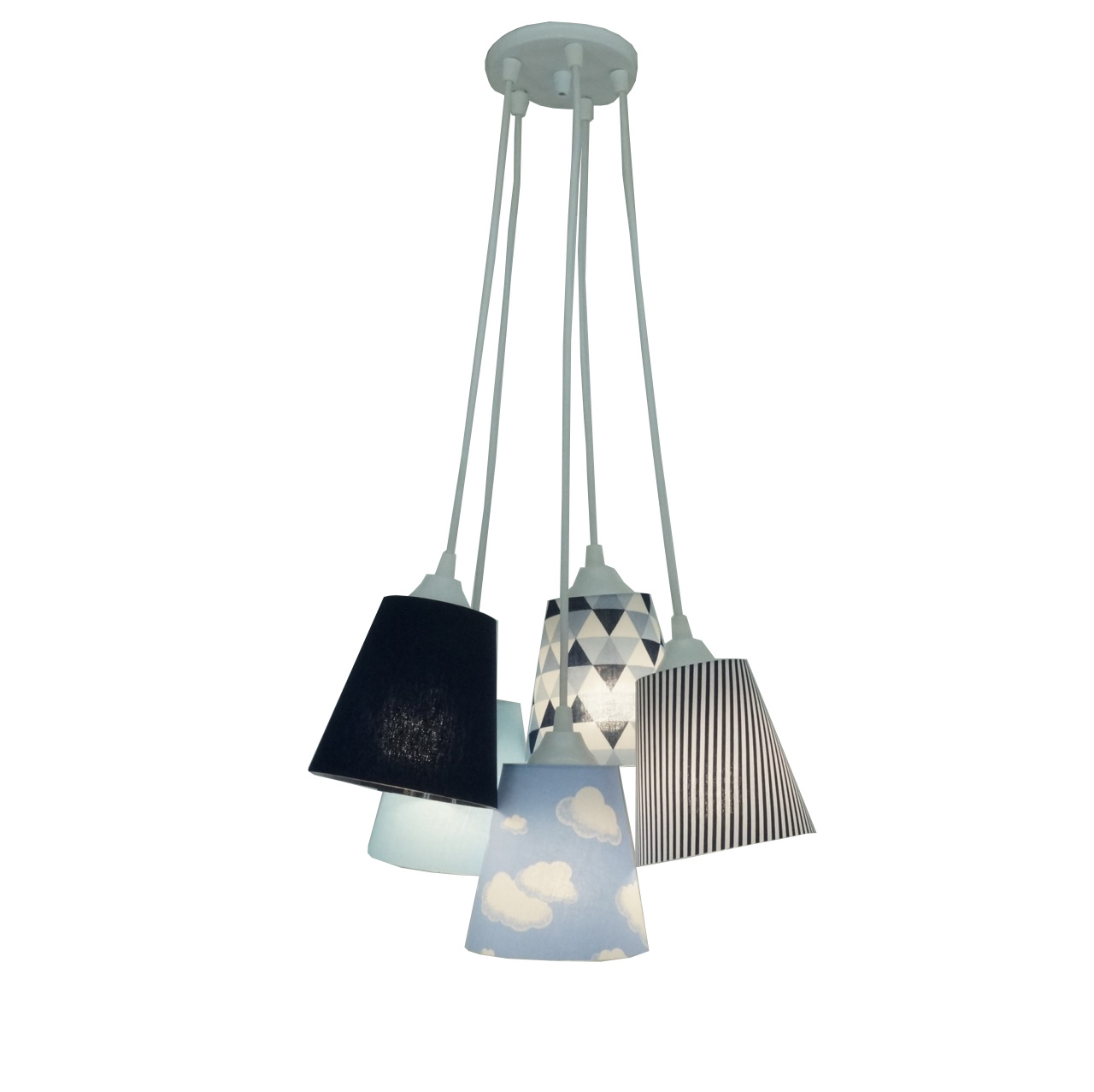 Lustre Pendente Bebê Cacho Nuvens Azul E Branco