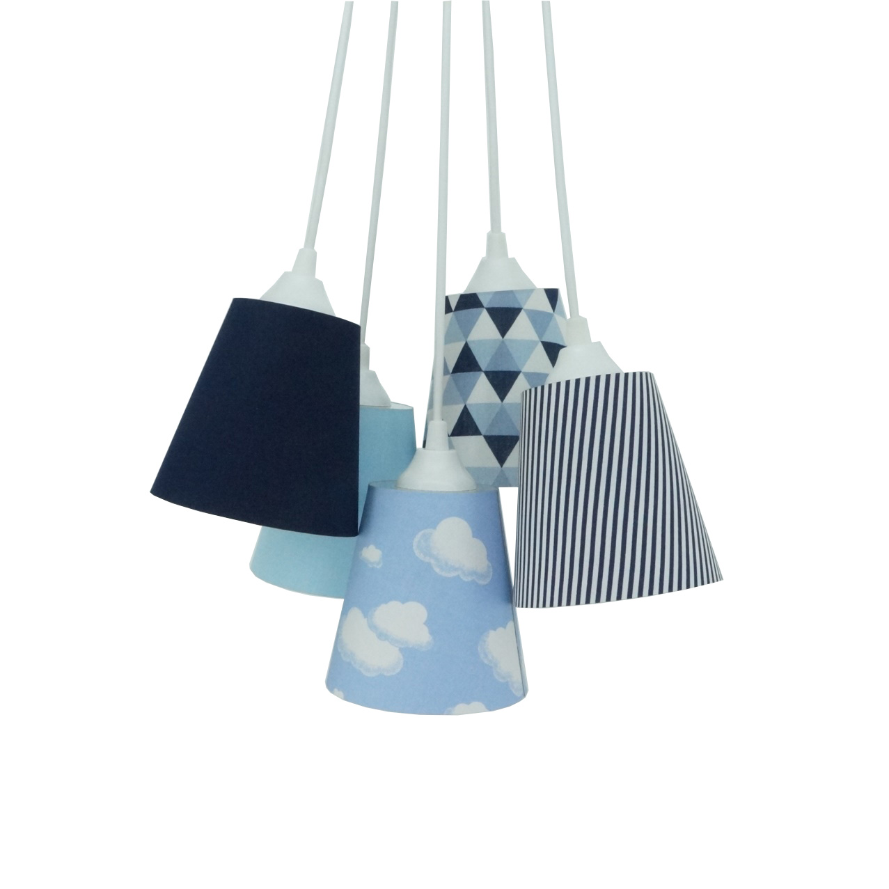 Lustre Pendente Bebê Cacho Nuvens Azul E Branco