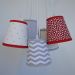 Lustre Pendente Bebê Chevron Cinza e Vermelho