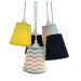 Lustre Pendente Bebê Chevron Cinza, Amarelo e Azul Marinho