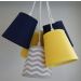 Lustre Pendente Bebê Chevron Cinza, Amarelo e Azul Marinho