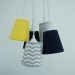 Lustre Pendente Bebê Chevron Cinza, Amarelo e Azul Marinho