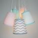 Lustre Pendente Bebê Chevron Cinza, Rosa e Verde Água