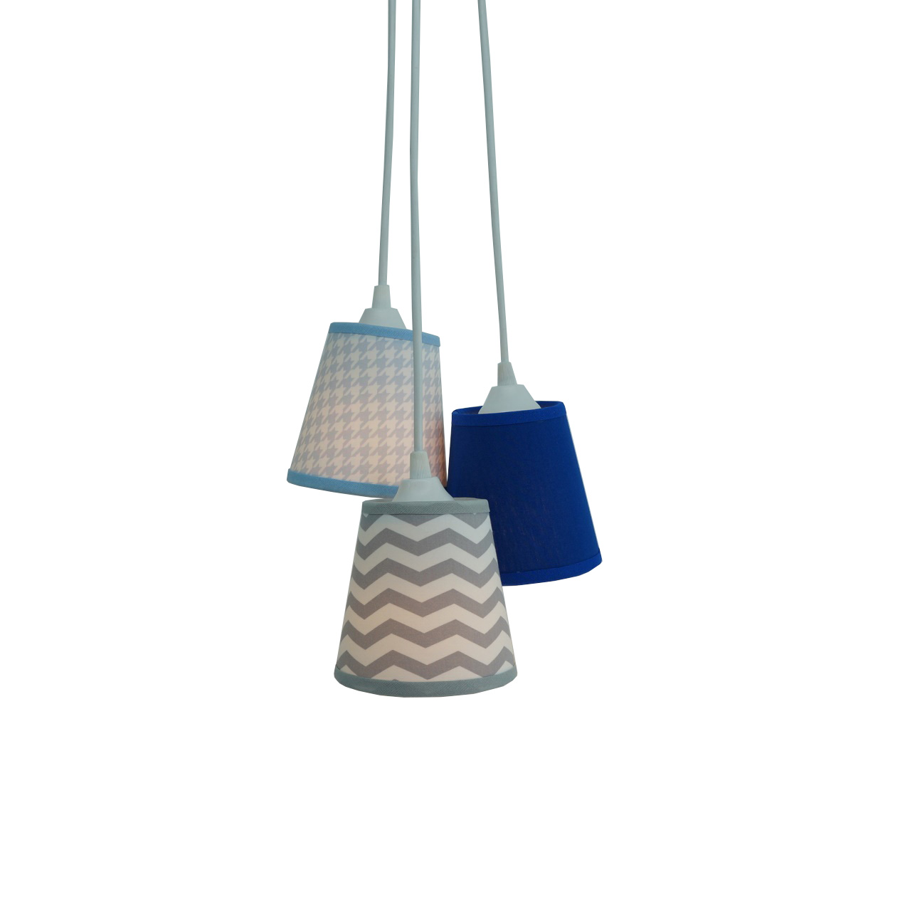 Lustre Pendente Bebê Chevron, Pied Poule e Azul Royal