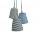Lustre Pendente Bebê Chevron, Poás e Listras Cinza, Azul e Bege