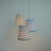 Lustre Pendente Bebê Chevron, Poás e Listras Cinza, Azul e Bege