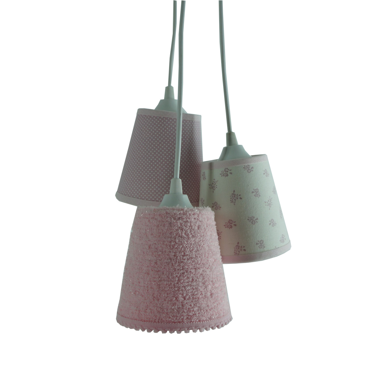 Lustre Pendente Bebê Pompom e Frufru Rosa