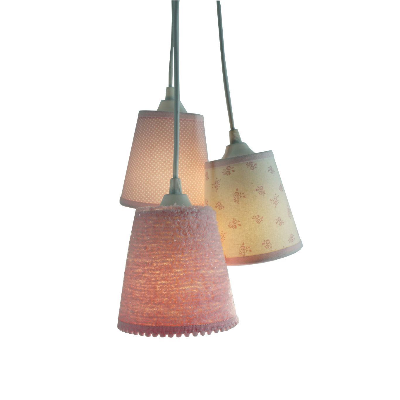 Lustre Pendente Bebê Pompom e Frufru Rosa