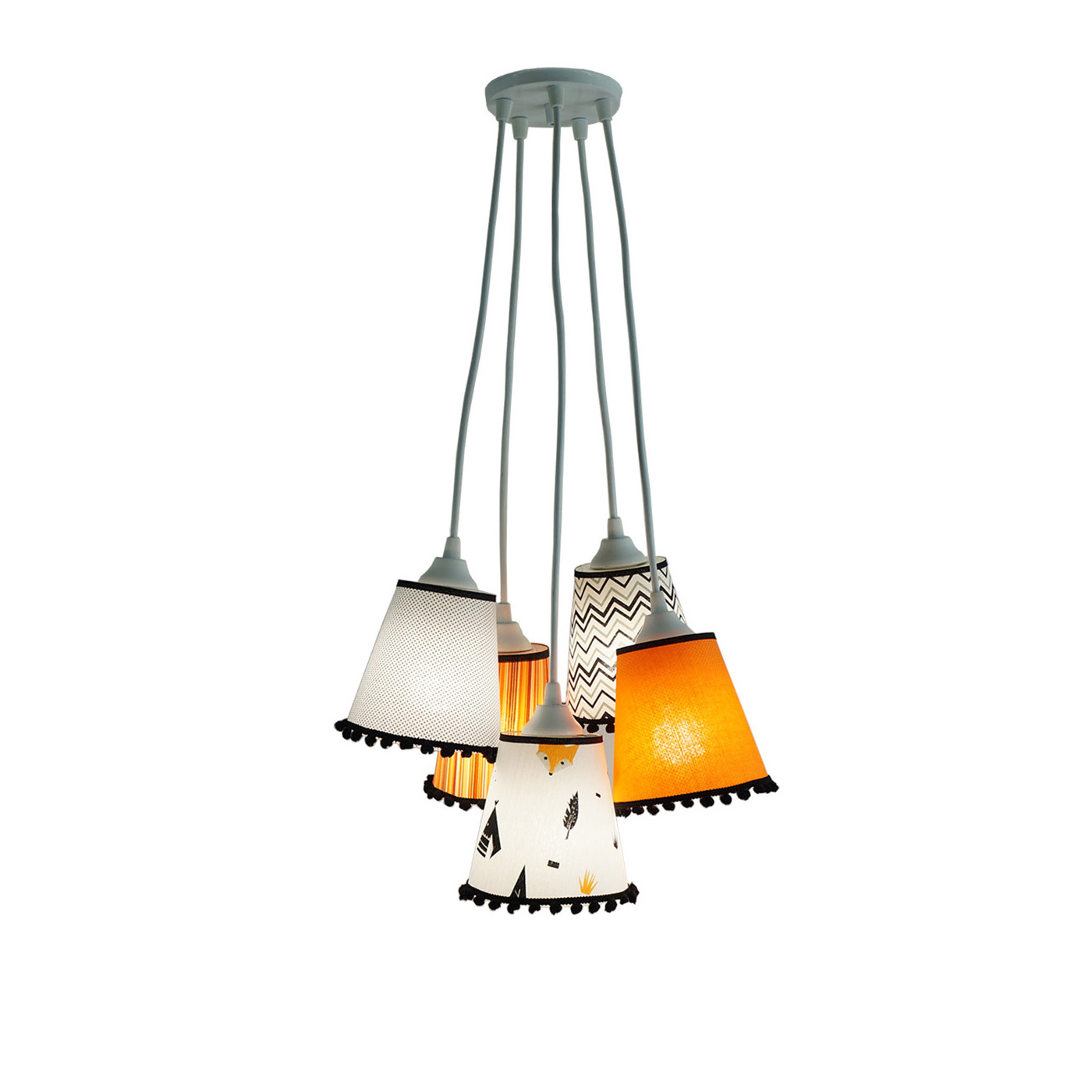 Lustre Pendente Bebê Raposinha Laranja, Preto e Branco