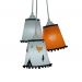 Lustre Pendente Bebê Raposinha Tecidos Branco, Laranja e Preto com Pompons