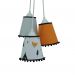 Lustre Pendente Bebê Raposinha Tecidos Branco, Laranja e Preto com Pompons