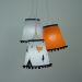 Lustre Pendente Bebê Raposinha Tecidos Branco, Laranja e Preto com Pompons