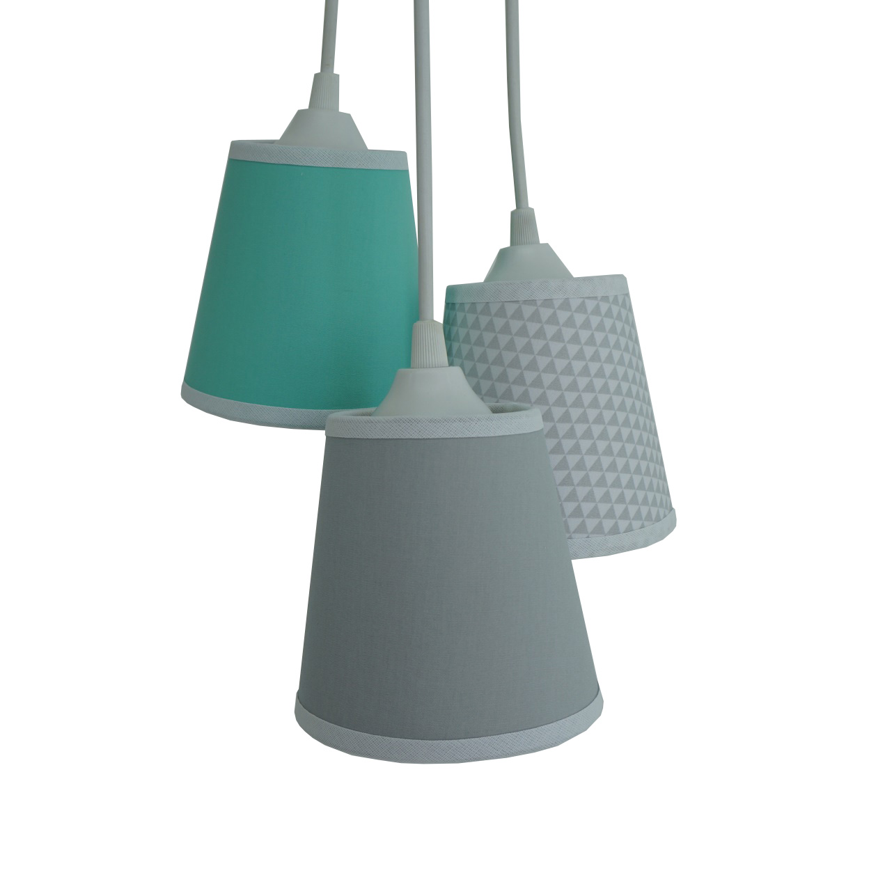 Lustre Pendente Bebê Triângulos Cinza e Verde