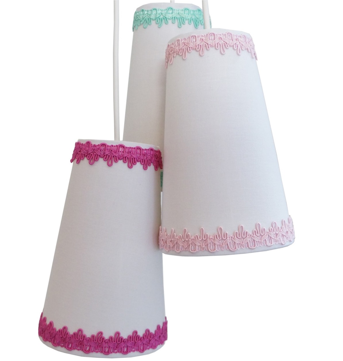 Lustre Pendente Bebê Triplo Rendado Bordas Coloridas