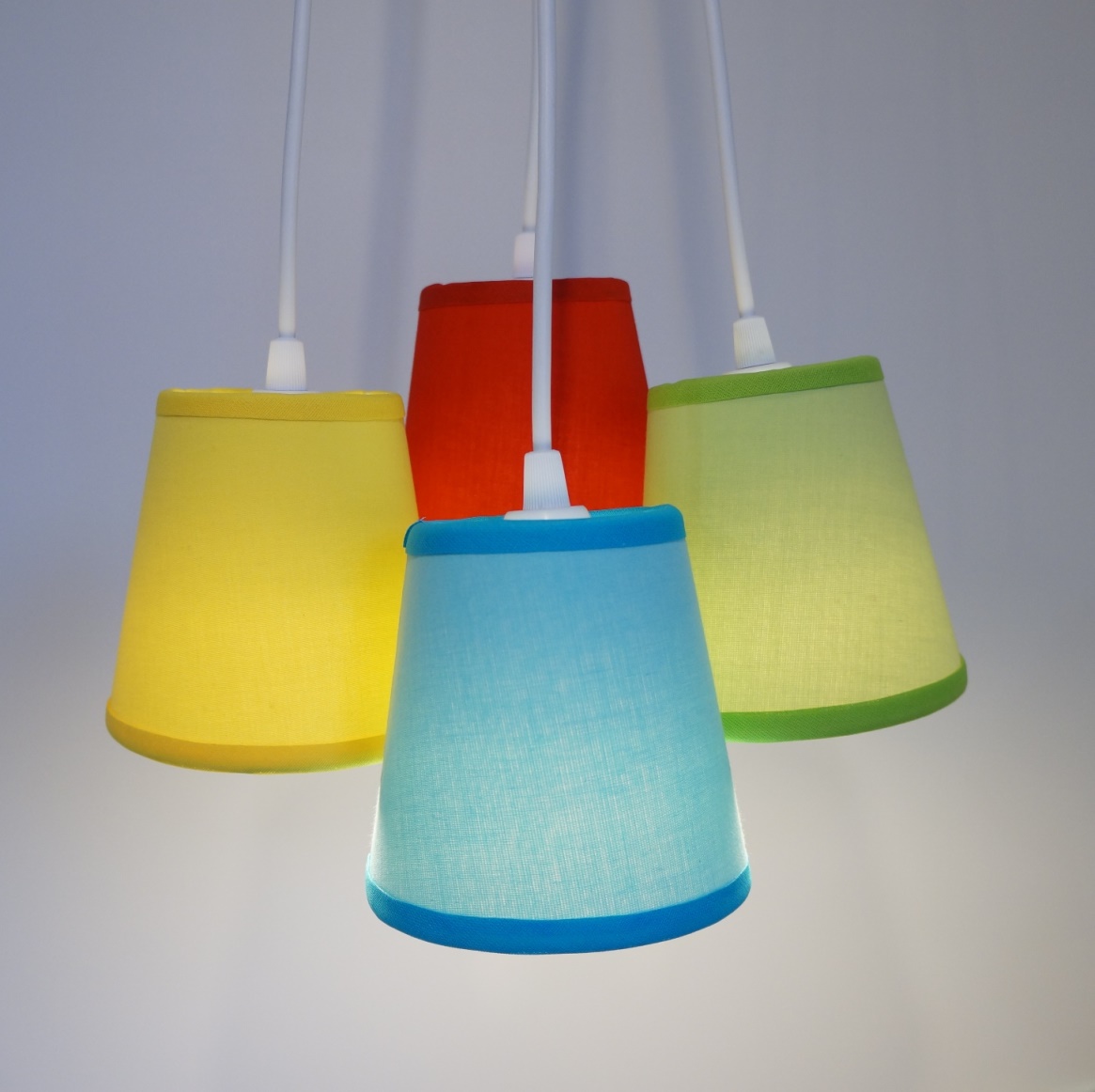 Lustre Pendente Cacho 4 Cúpulas Coloridas