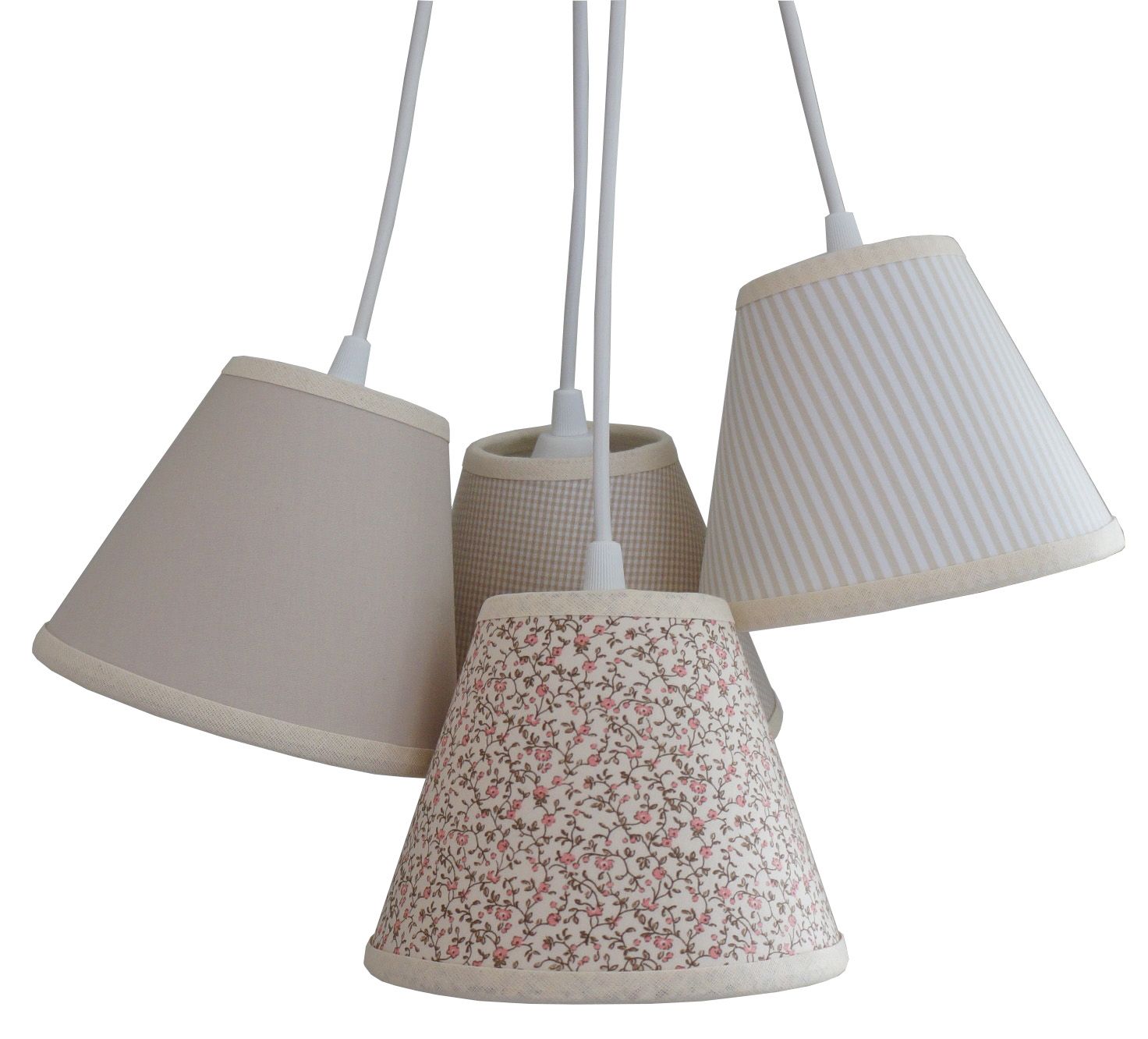Lustre Pendente Cacho 4 Cúpulas Tons de Bege