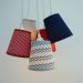Lustre Pendente Cacho 5 Cúpulas Cinza, Vermelho e Azul Marinho
