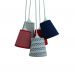 Lustre Pendente Cacho 5 Cúpulas Cinza, Vermelho e Azul Marinho