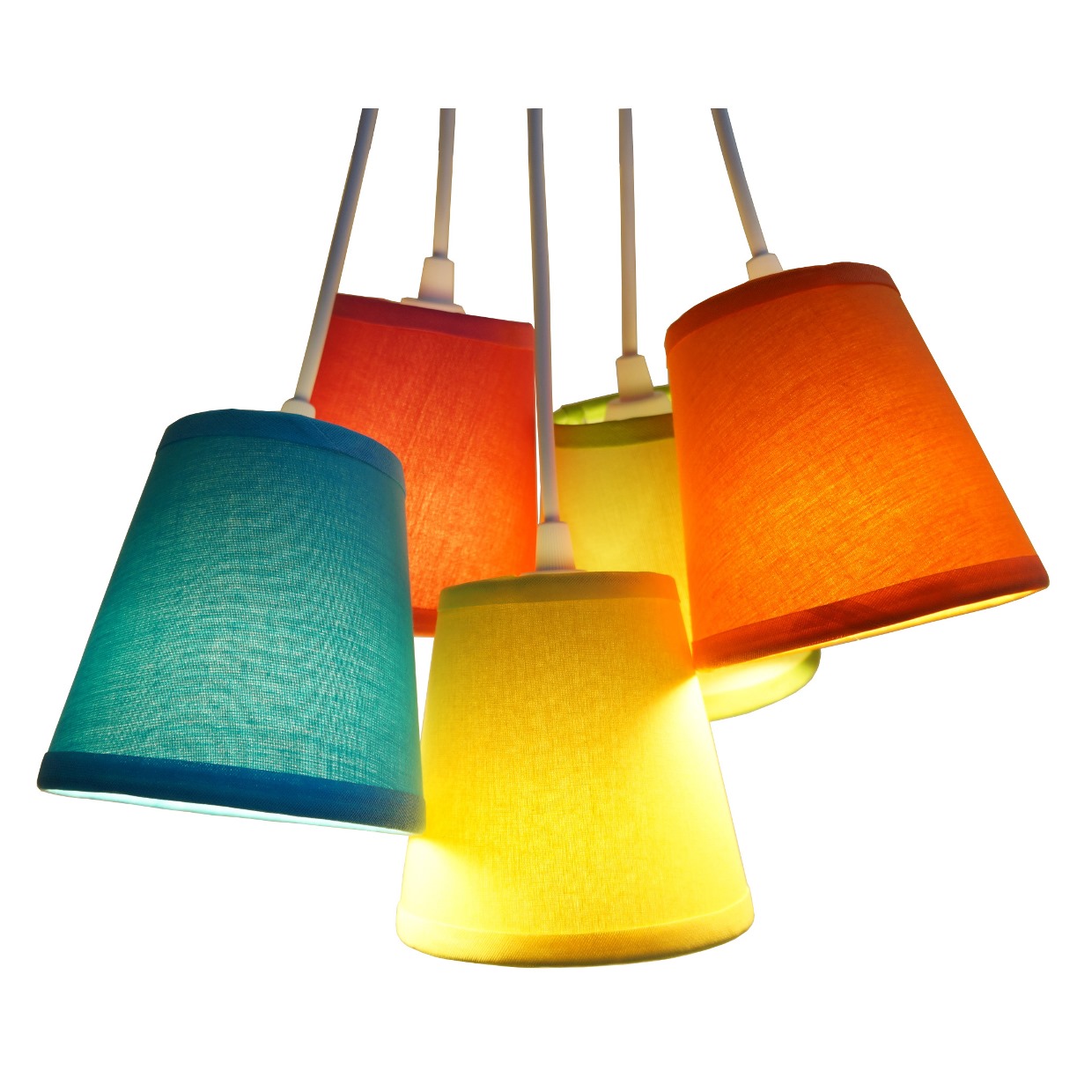 Lustre Pendente Cacho 5 Cúpulas Colorido