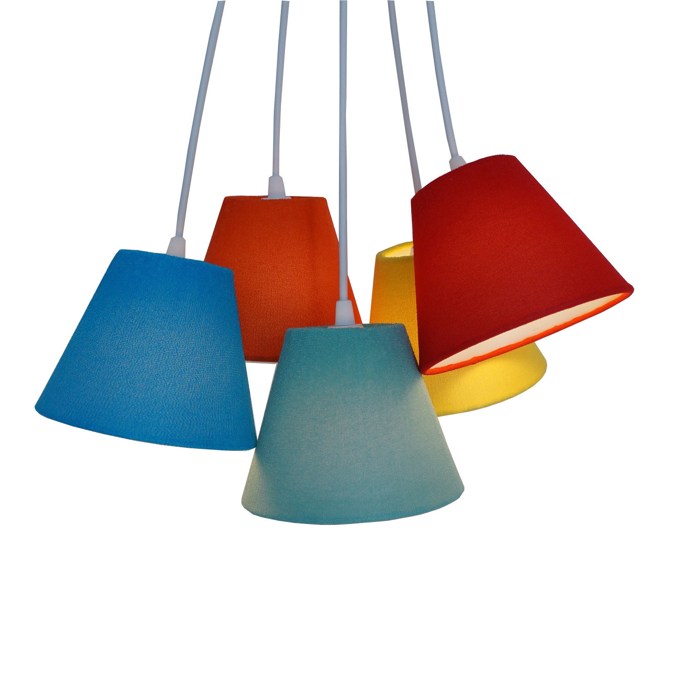 Lustre Pendente Cacho 5 Cúpulas Mix Bouclé Colorido