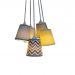 Lustre Pendente Cacho 5 Cúpulas em Cinza e Amarelo