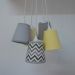 Lustre Pendente Cacho 5 Cúpulas em Cinza e Amarelo