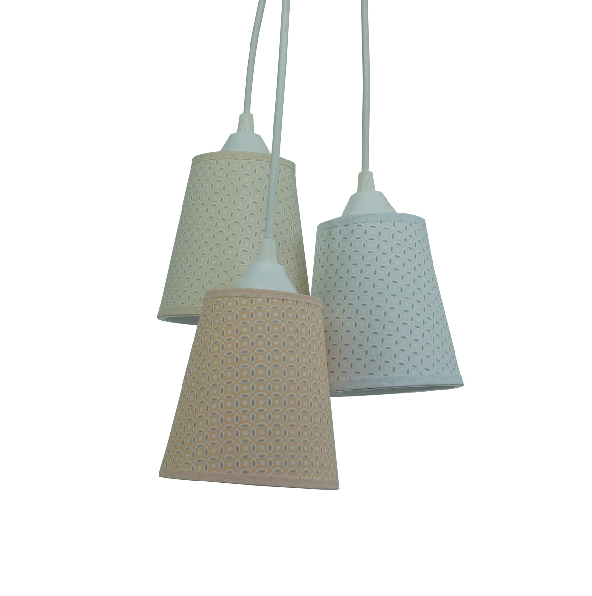 Lustre Pendente Cacho Arabescos Salmão, Bege e Branco