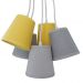 Lustre Pendente Cacho Azul Amarelo e Cinza