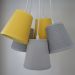 Lustre Pendente Cacho Azul Amarelo e Cinza
