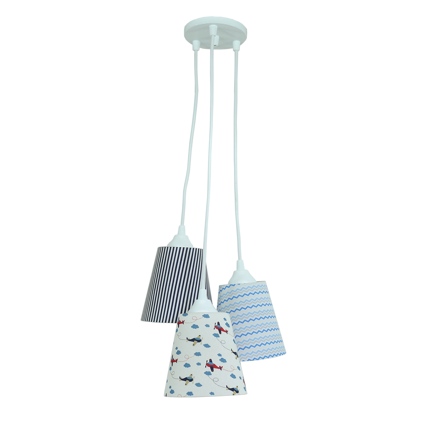 Lustre Pendente Cacho Bebê 3 Cúpulas Aviãzinho