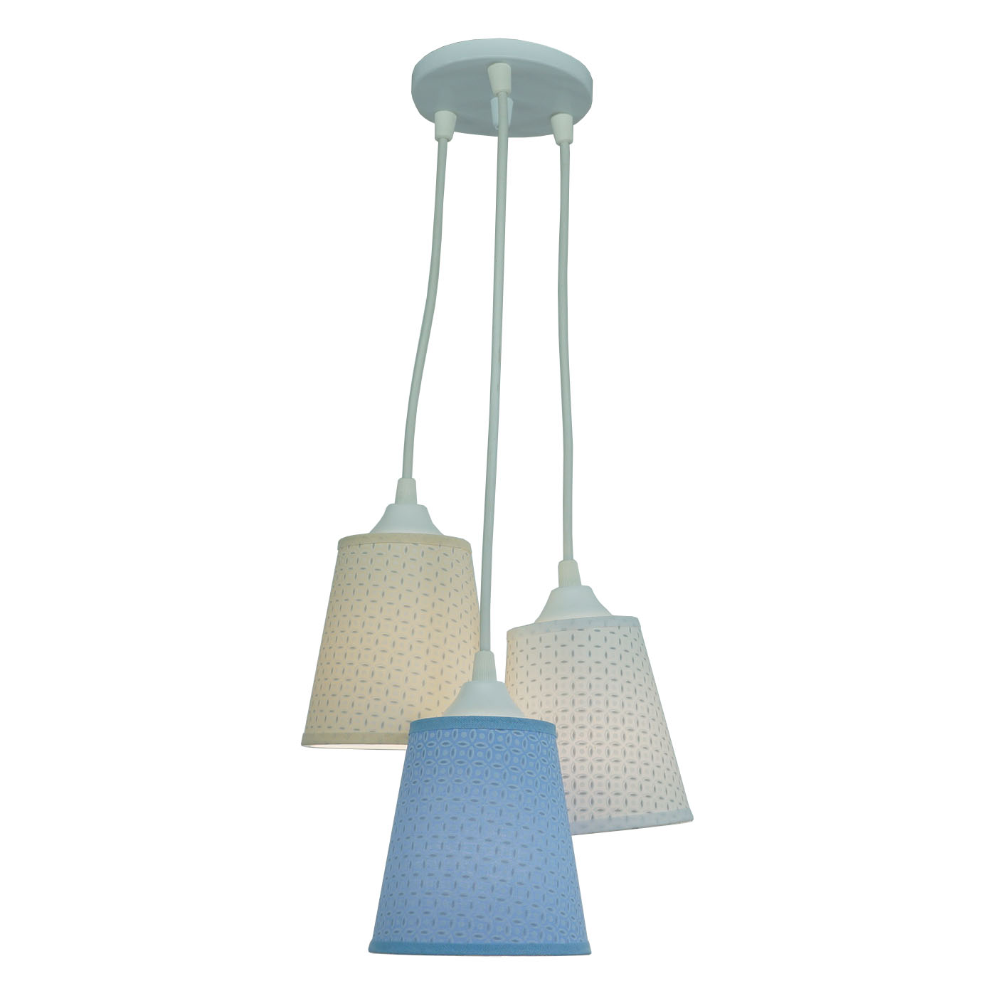 Lustre Pendente Cacho Candy Bege, Branco e Azul Arabescos