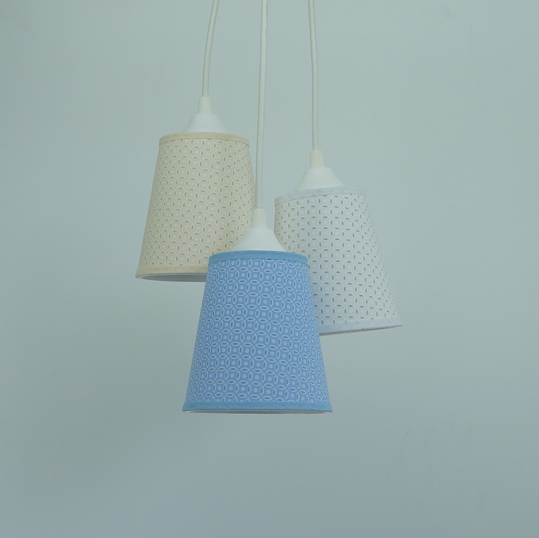 Lustre Pendente Cacho Candy Bege, Branco e Azul Arabescos
