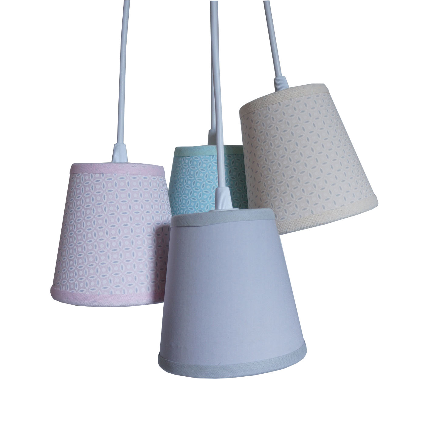 Lustre Pendente Cacho Candy Colors 4 Cúpulas Coloridas