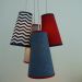Lustre Pendente Cacho Chevron 4 Cúpulas Vermelho e Azul