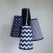 Lustre Pendente Cacho Chevron Azul Marinho e Branco