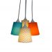 Lustre Pendente Cacho Chevron Bege, Laranja e Azul