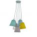 Lustre Pendente Cacho Chevron Cinza, Amarelo, Verde e Azul