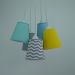 Lustre Pendente Cacho Chevron Cinza, Amarelo, Verde e Azul